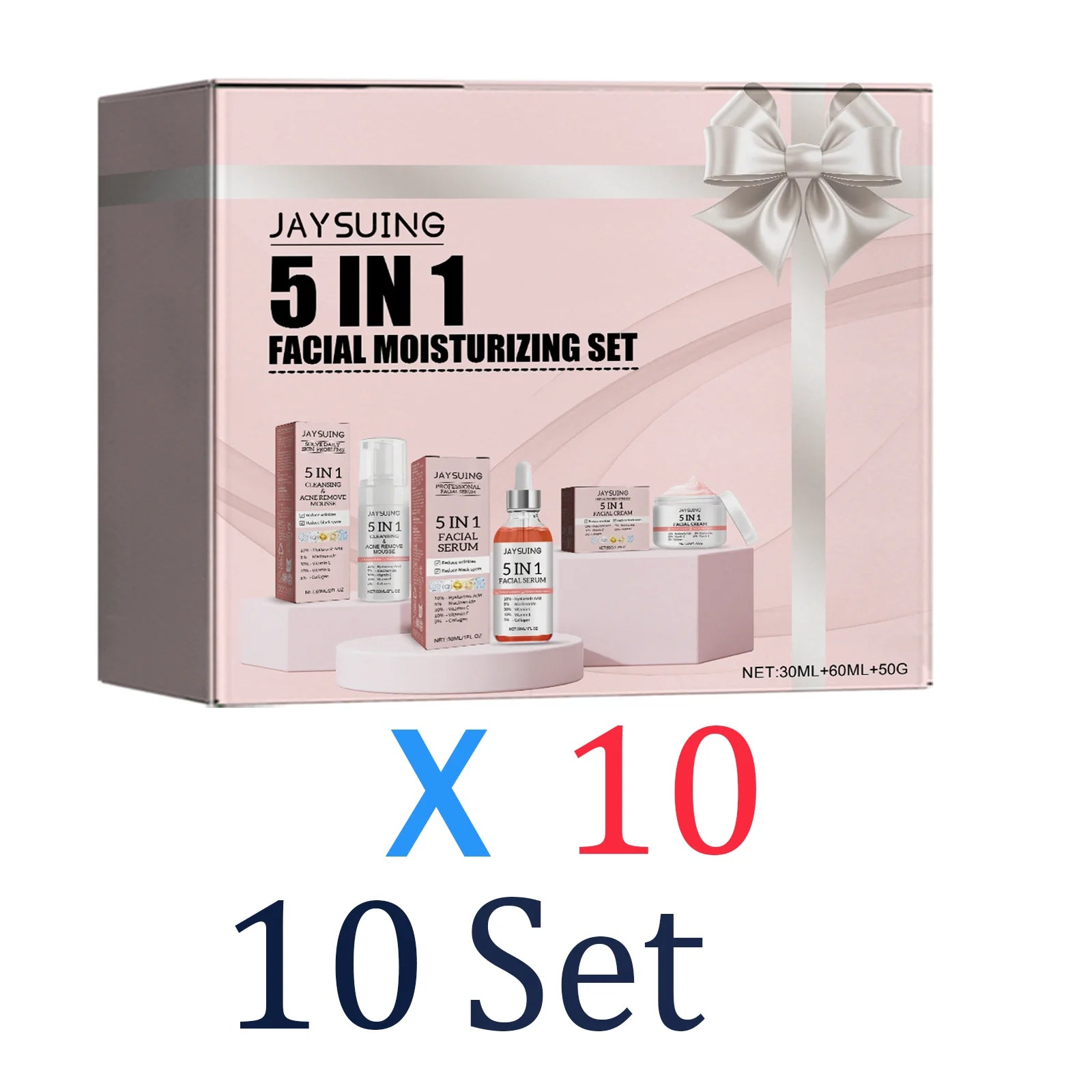 5 in 1 Skincare Set for Deep Hydration Lock with Niacinamide Serum and Vitamin C Moisturization Cleansing mousse serum cream Zpaxo 10 Set