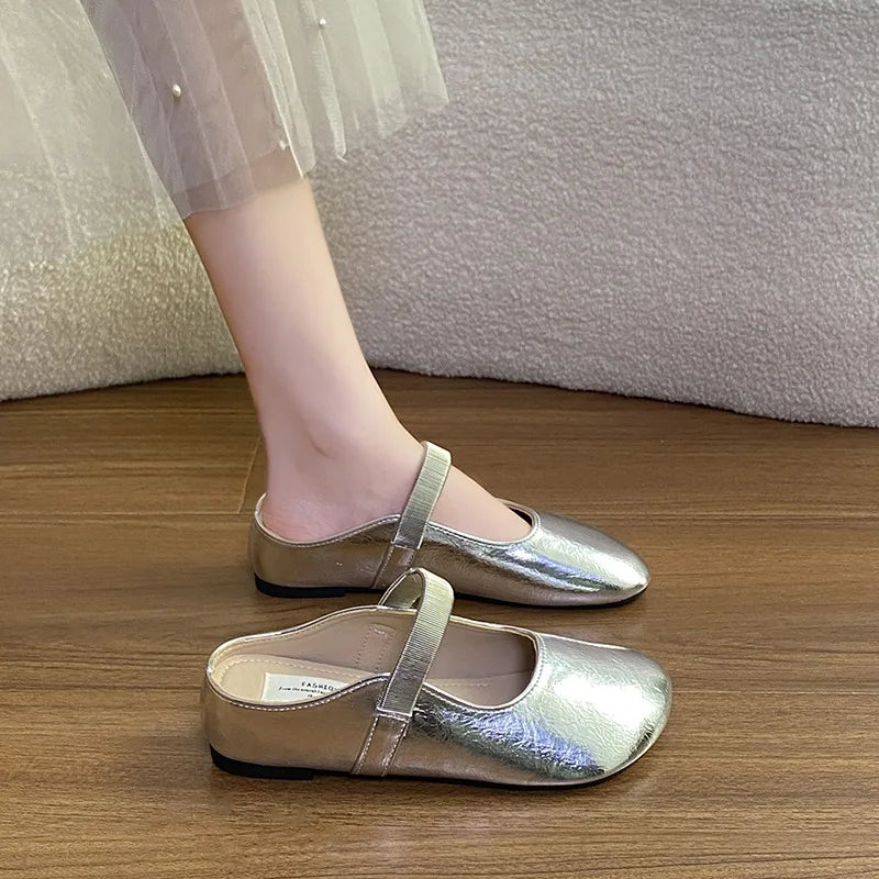 Women's Solid Vintage Comfortable Mid Heel Slippers Women Square Zpaxo
