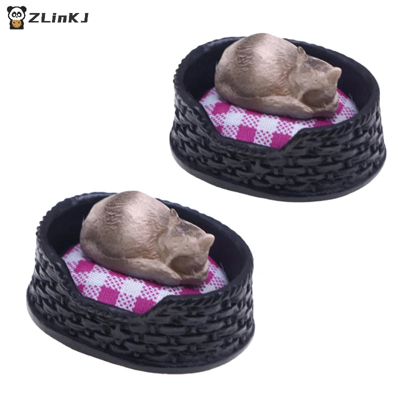 ▶1/12 Dollhouse Simulation Mini Cat Bed Model Dollhouse Living Room Pet Decoration Accessories Micro Scene Construction Props Zpaxo