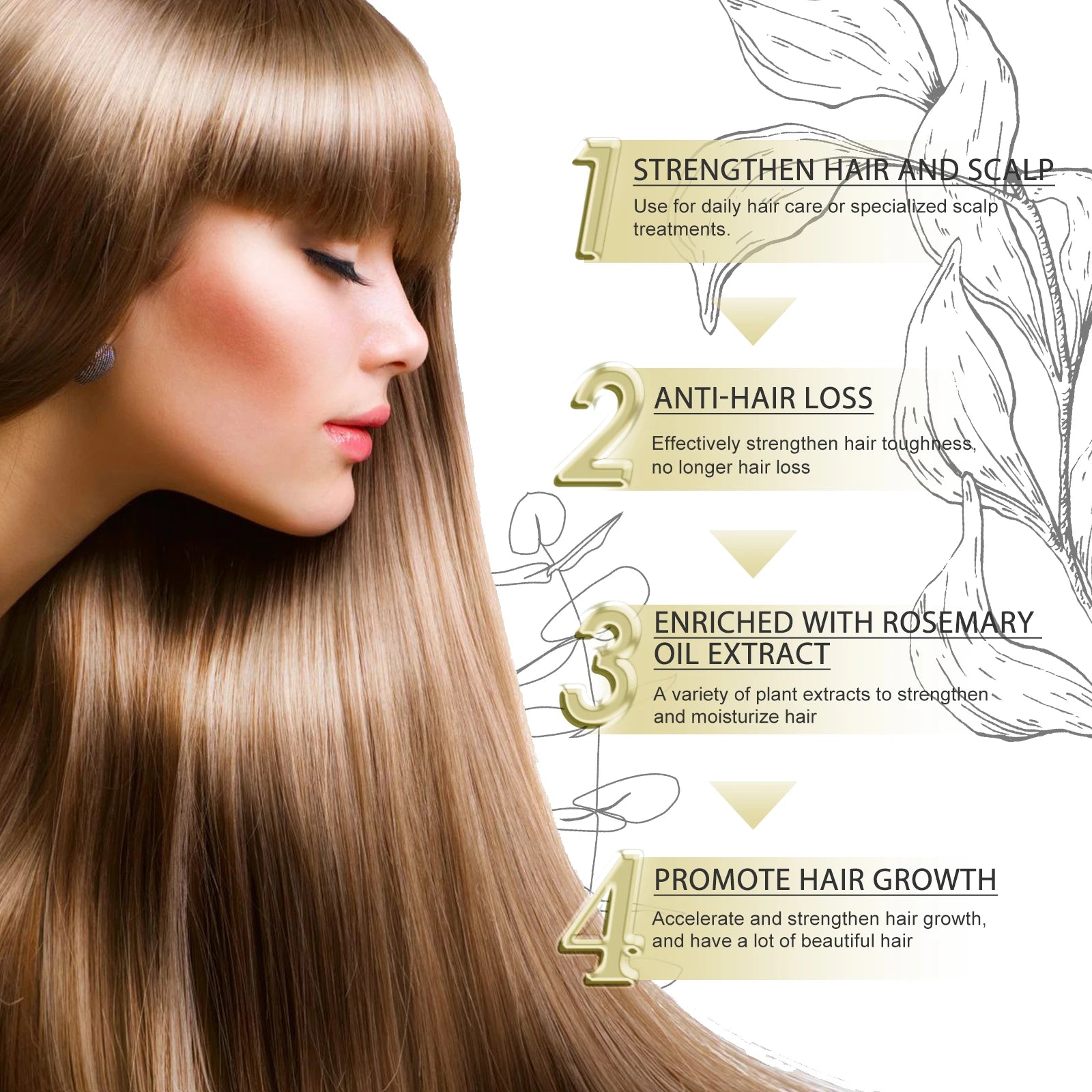 60ml Rosemary Hair Oil for Thicker Stronger Hair Growth Reduce Breakage Scalp Treatment Nourishing Hair Care for All Hair Types Zpaxo