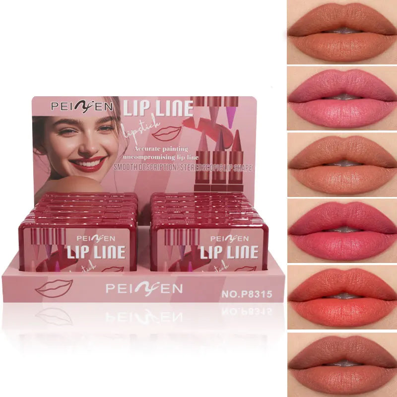 6-color Lipliner Durable Waterproof Fade Resistant Does Not Stick Cup