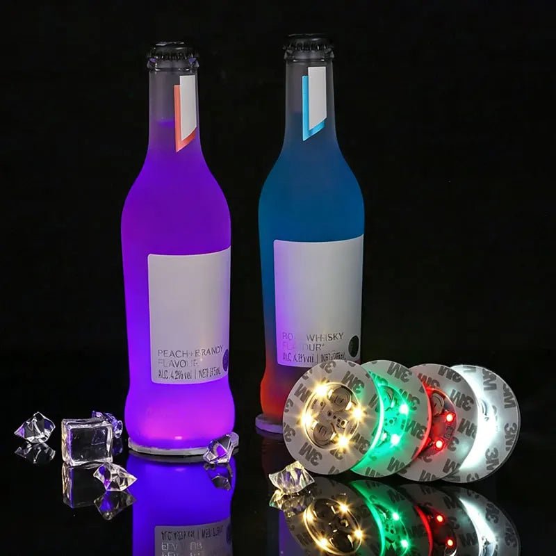 LED Drink Coasters Flashing Cup Coaster Lights Light Up Stickers