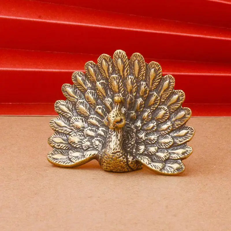 Antique Brass Peacock Vintage Animal Miniature Desktop D Cor Home Zpaxo A3