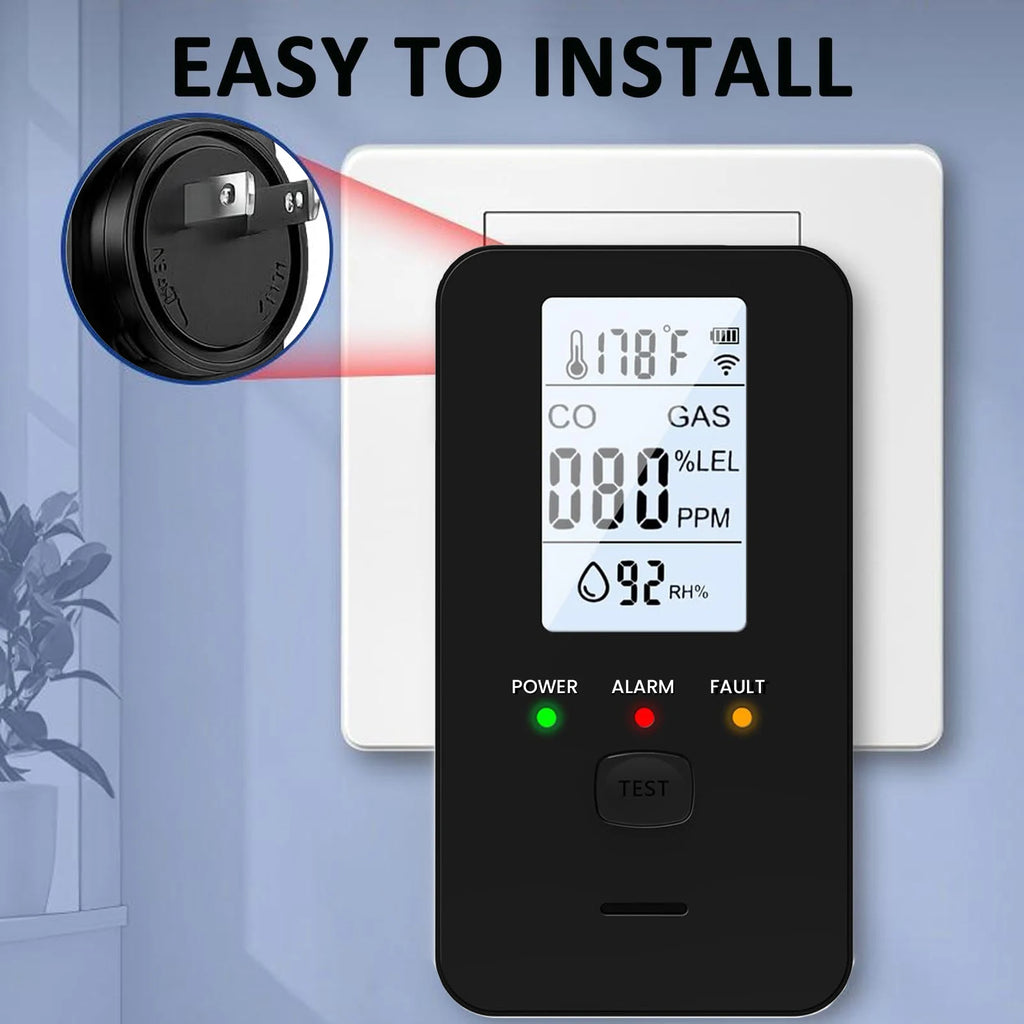 Natural Gas & Carbon Monoxide Detector, Plug in Carbon Monoxide Alarm,Propane,Methane,4-in-1 Combustible Gas & CO Detector Alarm Zpaxo