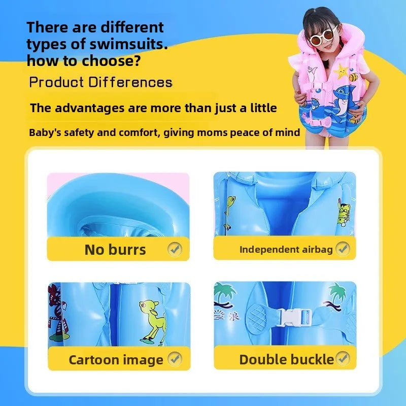 Infant Kids Inflatable Swimsuit Arm Rings Thickened Buoyancy Aid Vest