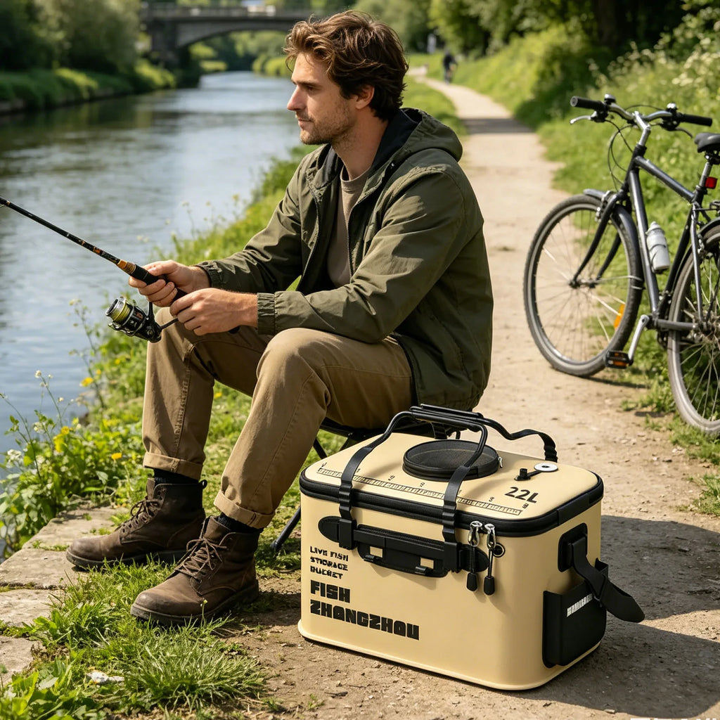 EVA Foldable Fishing Bucket Handbar Portable Water Tank Shoulder