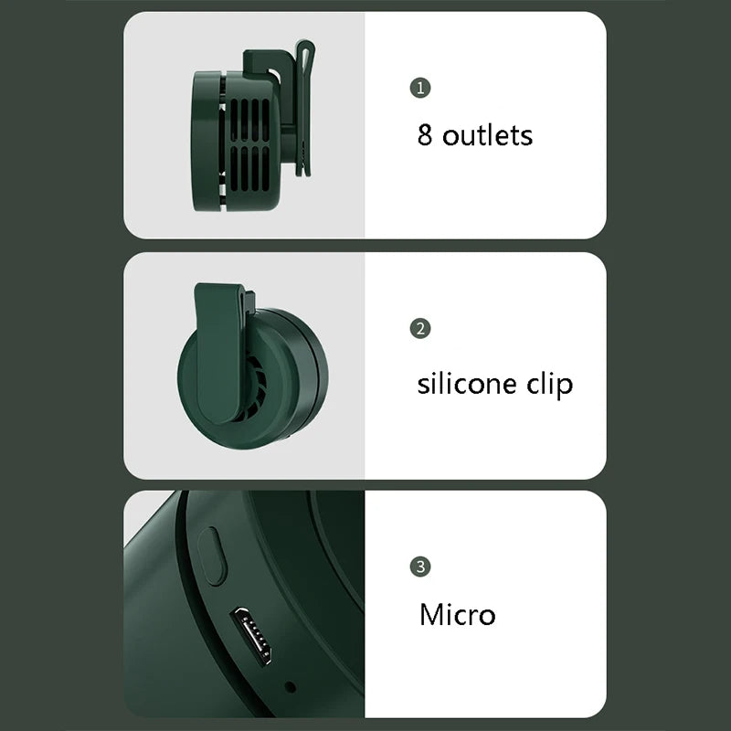 Clip-On Neck Fan – Portable USB Rechargeable Mini Desk Fan Portable Neck Fan Zpaxo