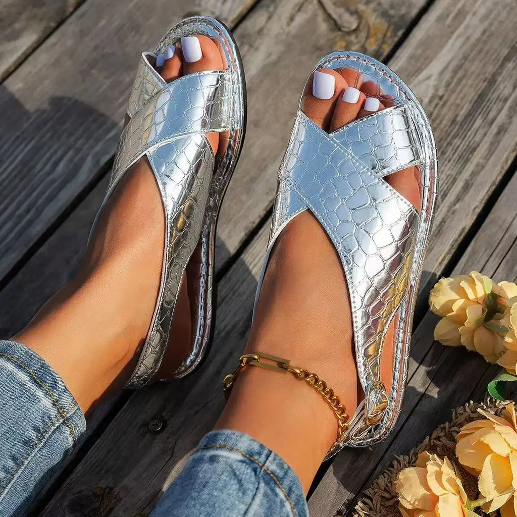 2025 Luxury Sexy Women Sandals Classic Gold Silver Buckle Summer Zpaxo
