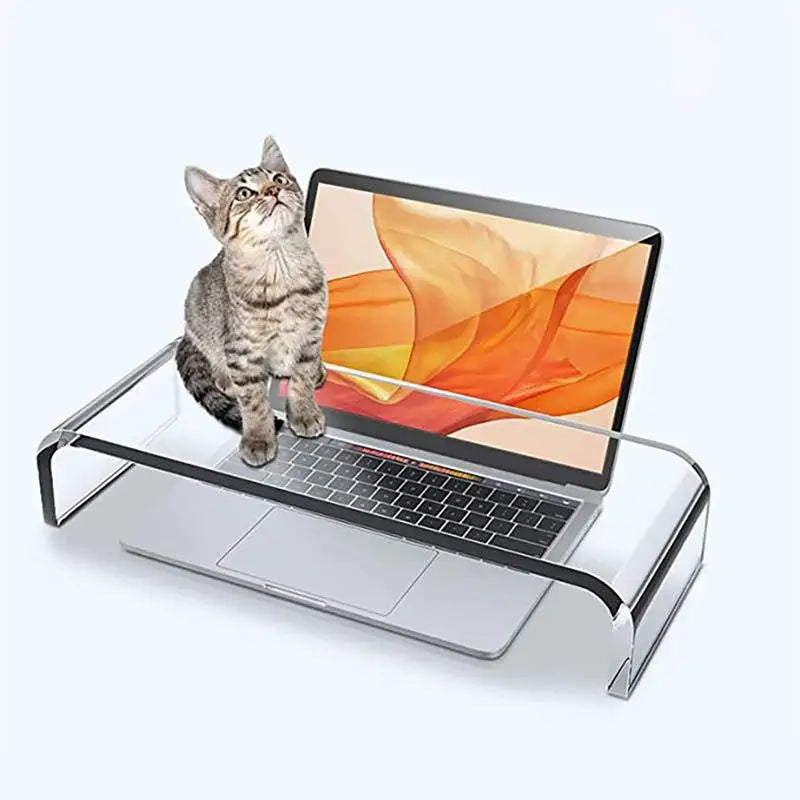 Acrylic Desktop Computer Monitor Stand Office Storage Notebook
