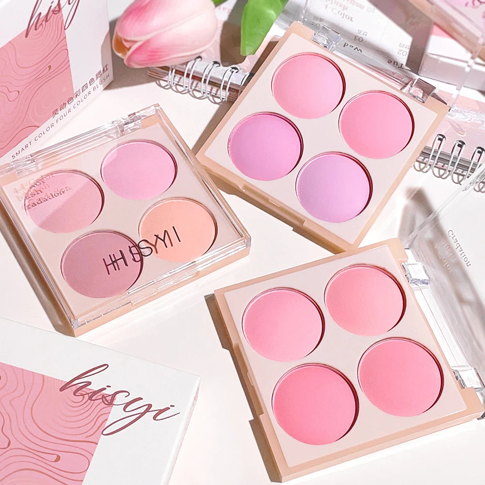Smart 4-Color Matte Blush Palette – Natural Glow, Easy to Blend, Lightweight Cheek Color for Nude Makeup & Festival Looks Zpaxo