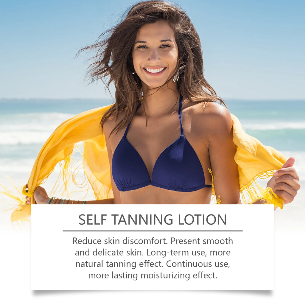 EELHOE Sunless Tanning Lotion Long-lasting Promote Tanning Natural Glow Faster Cocoa Butter Shea Butter Can Face and Body 100g Zpaxo