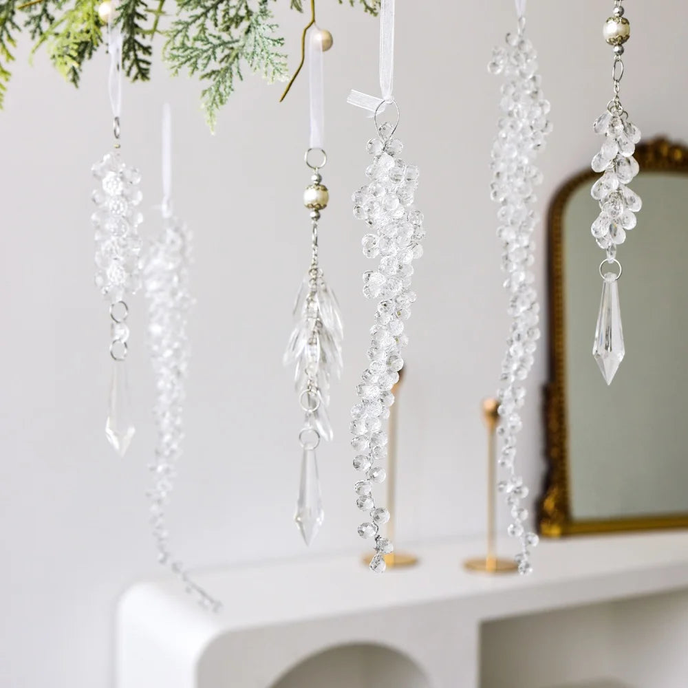 Crystal Acrylic Christmas Tree Ornaments – Icicle & Snowflake