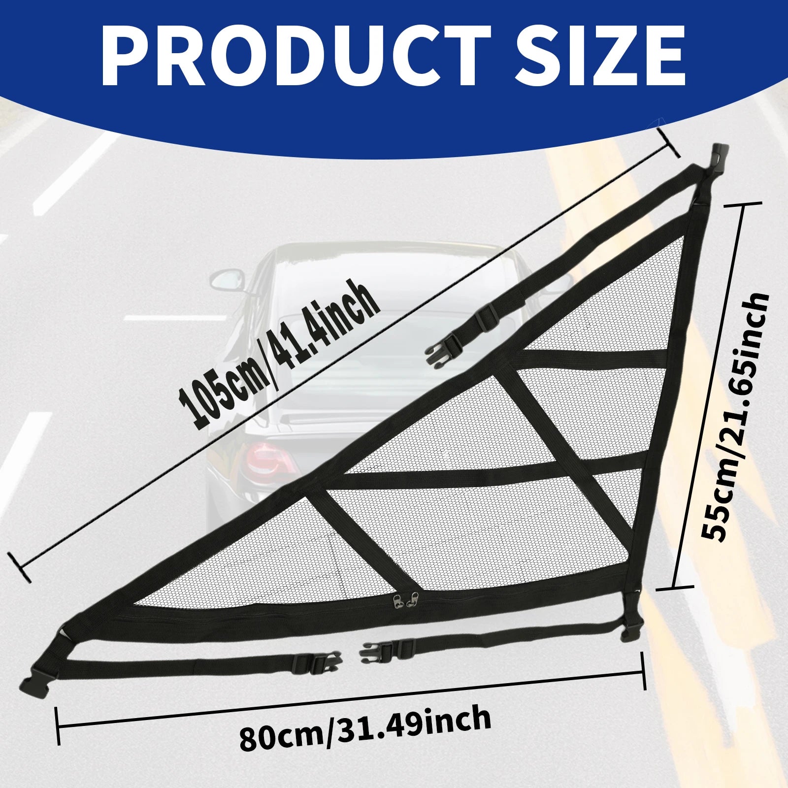 Triangular Ceiling Storage Net Double-Layer Mesh Net Anti-Fall SUV Roof Organizer Adjustable Car Interior Cargo Storage Bag 2024 Zpaxo
