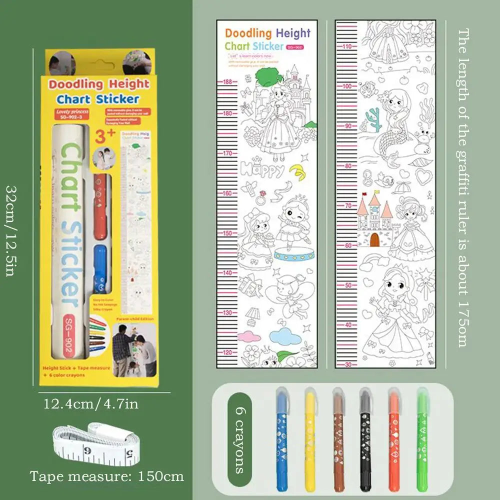 Height Chart For Kids Doodling Height Ruler Decorative Growth Wall Sticker For Nursery Kids Bedroom Classroom Playroom Zpaxo Princess United States