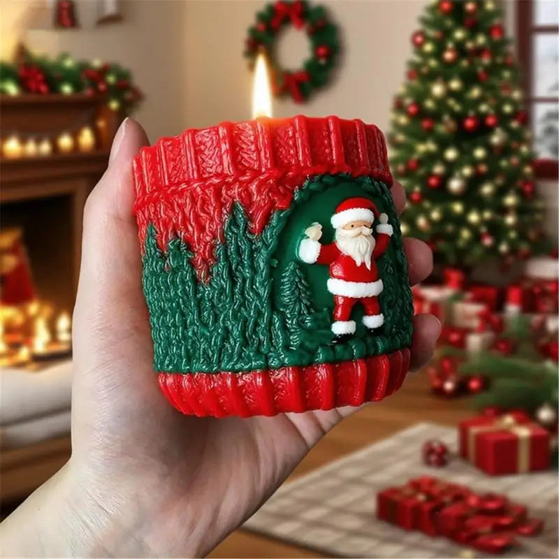 Christmas Embossed Cylinder Silicone Mold Baking Tool Candle Soap