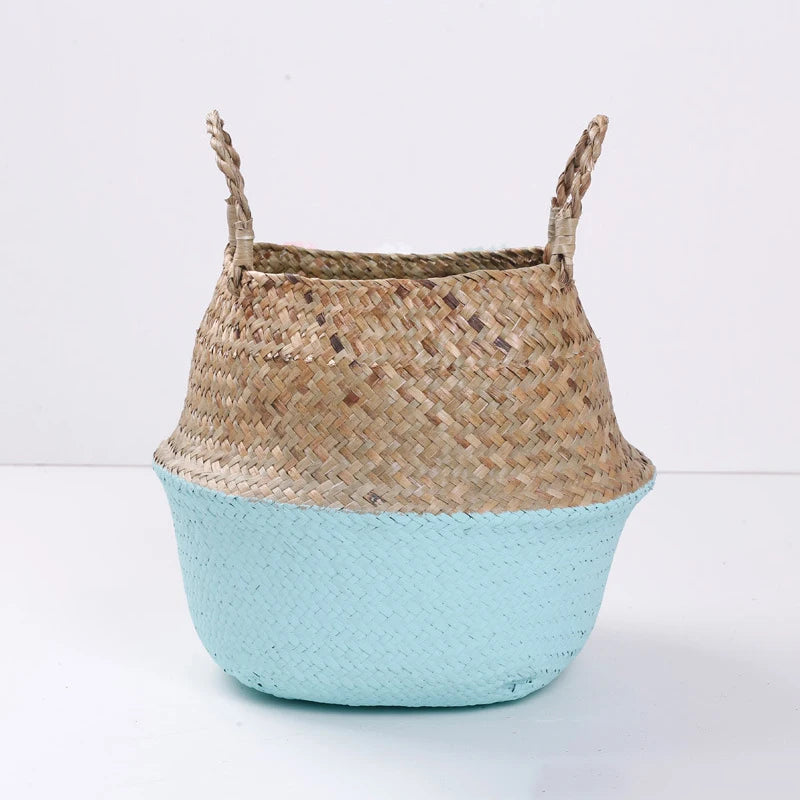 Sundries Organizer Rattan Flower Pots Container Storage Supplies Foldable Basket Weaved Storage Baskets With Handle Laundry Toys Zpaxo A3