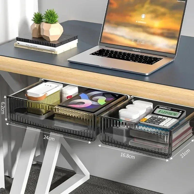 Invisible Storage Table Shelf Box Pull Out Hanging Under Desk Drawer