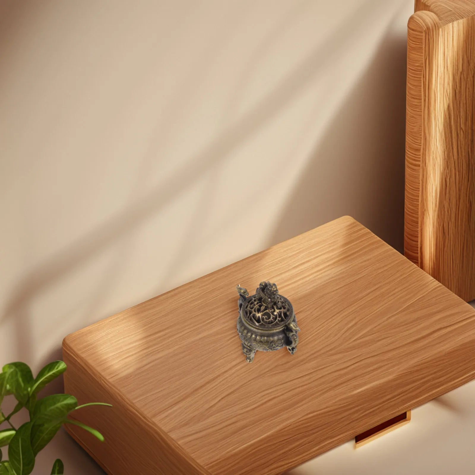 Chinese Copper Qilin Incense Burner Mini Three-Legged Dual-Handle Censer for Frankincense Bakhoor Aromatherapy Feng Shui