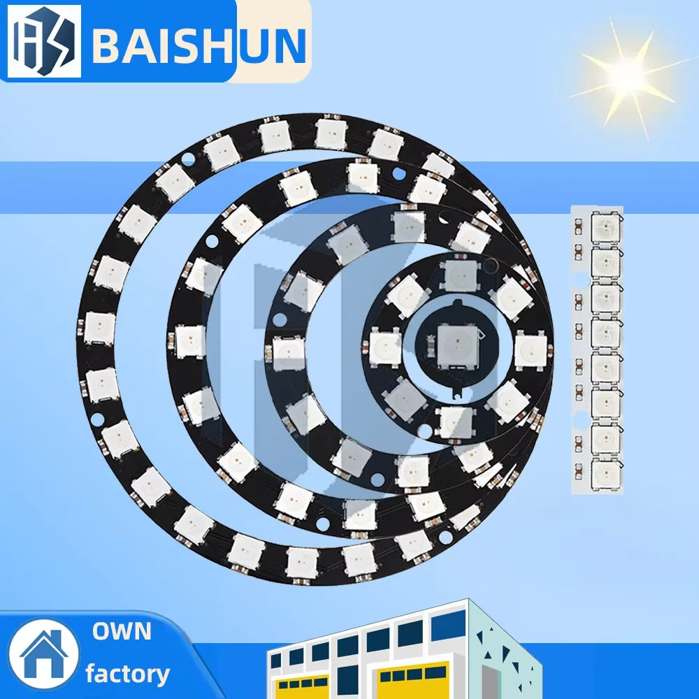 WS2812B 24-Bit Addressable RGB LED Ring 5050 High-brightness Zpaxo
