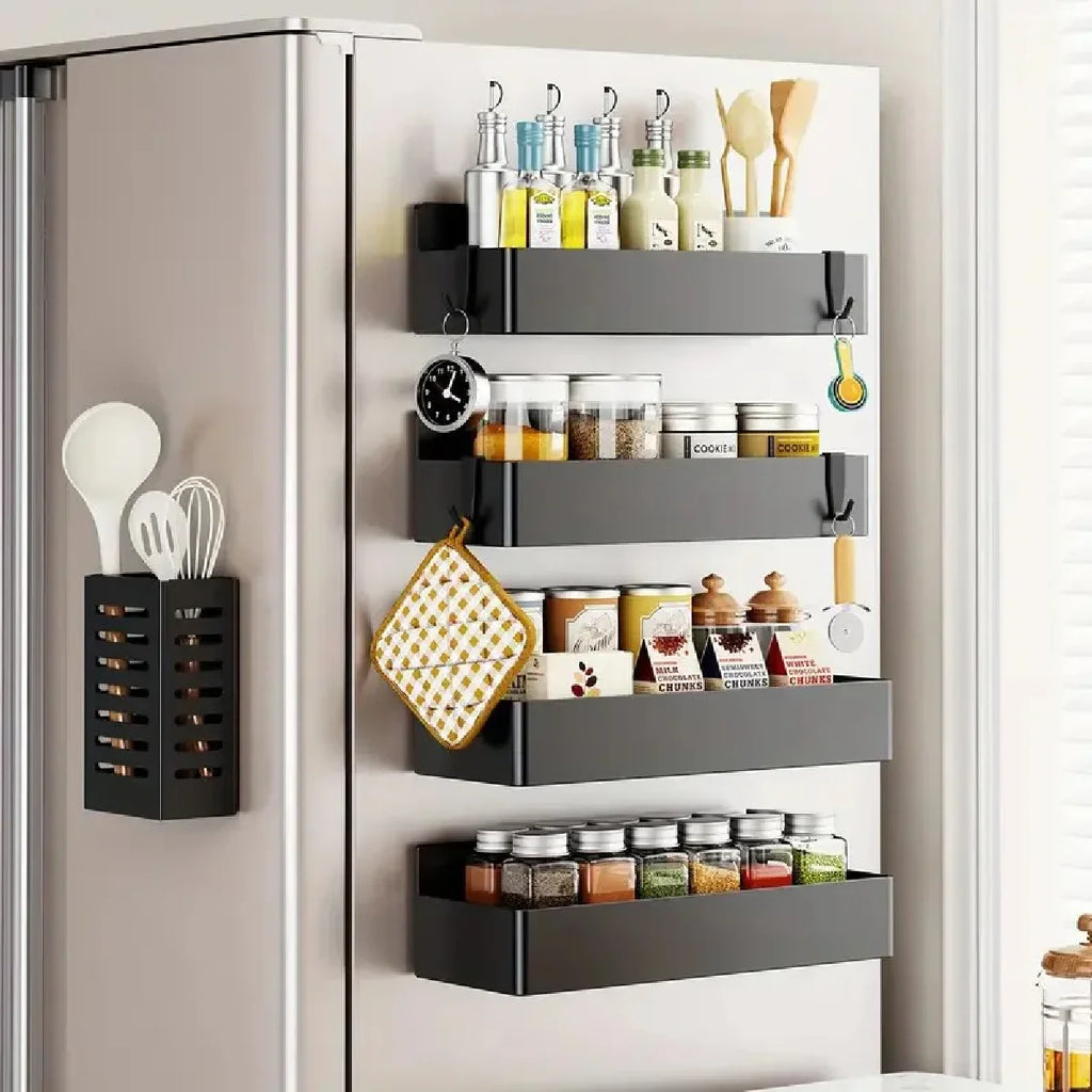 Magnetic Storage Rack Punch Free Refrigerator Storage Basket Kitchen Seasoning Jar Holder Bathroom Toiletries Shelf Strong Magne Zpaxo