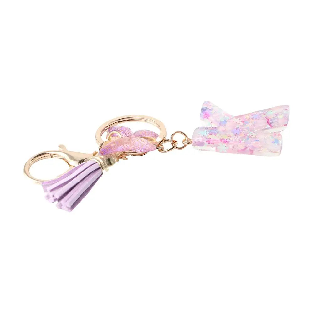 A To Z 26 A To Z 26 Alphabet Keyring Butterfly Purple Snowflakes Purple Snowflakes Letter Keychain Tassel Resin Birthday Gifts Zpaxo