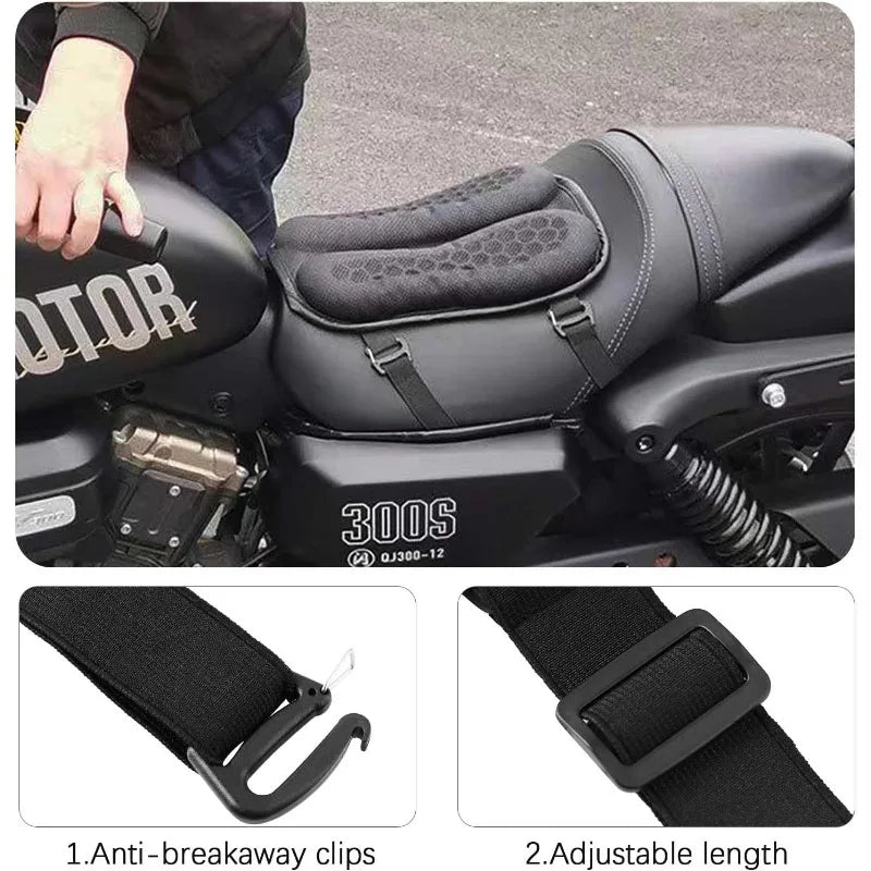 3D Honeycomb Gel Motorcycle Seat Cushion – Anti-Slip Ride Pad