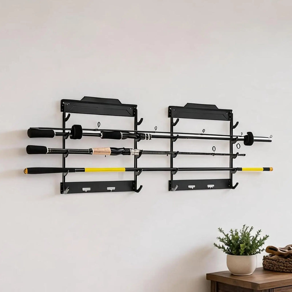 Fishing Rod Rack Wall Mount Horizontal Space-saving Storage Gear Tool