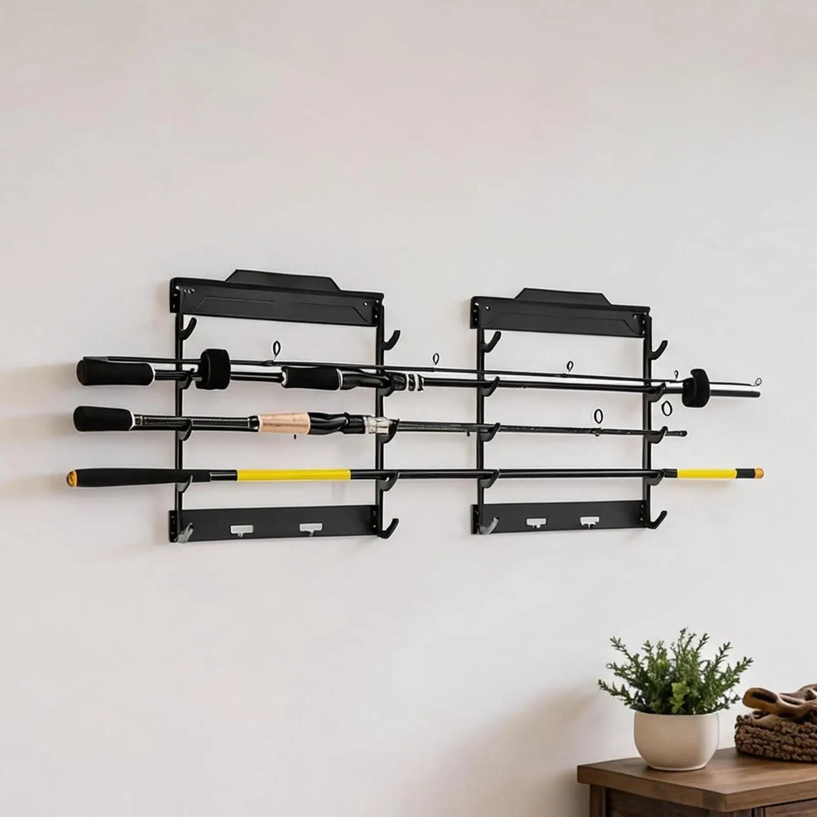 Fishing Rod Rack Wall Mount Horizontal Space-saving Storage Gear Tool