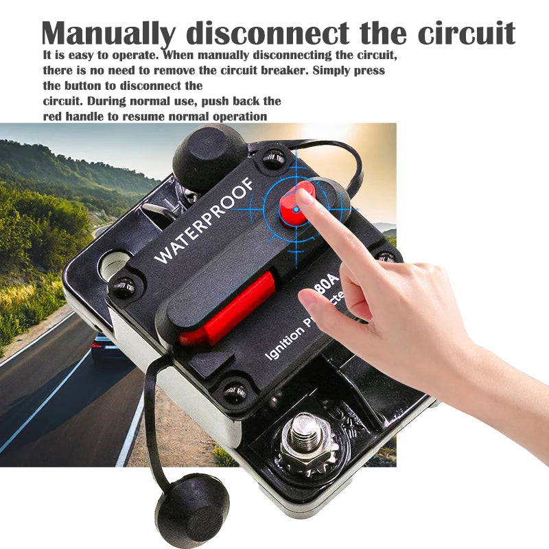 Waterproof Circuit Breaker 30A-300A Manual Reset 12V-48VDC Durable Zpaxo