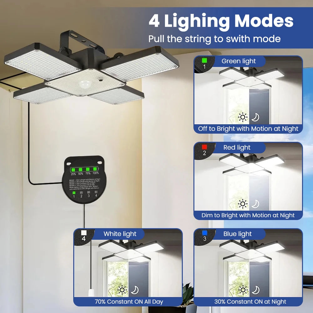 Solar Powered Barn Light Indoor Outdoor LED Hanging Solar Lamp with Motion Sensor Solar Pendant Light Garden Garage Chicken Coop Zpaxo