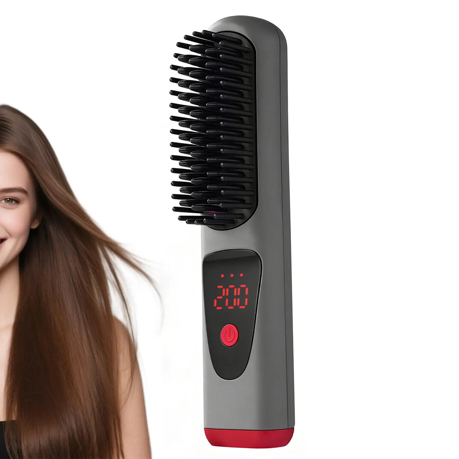 Cordless Ceramic Hair Straightener Brush – 4 Levels & LED Hair Straightener Brush Zpaxo