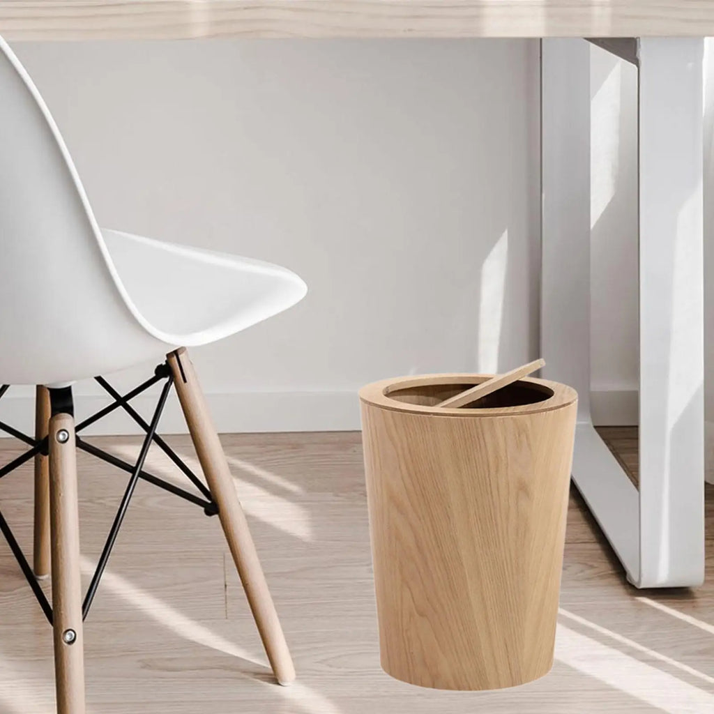 Wood Trash Can Wastebasket Decorative Japanese Garbage Bin Room Zpaxo Wood Color