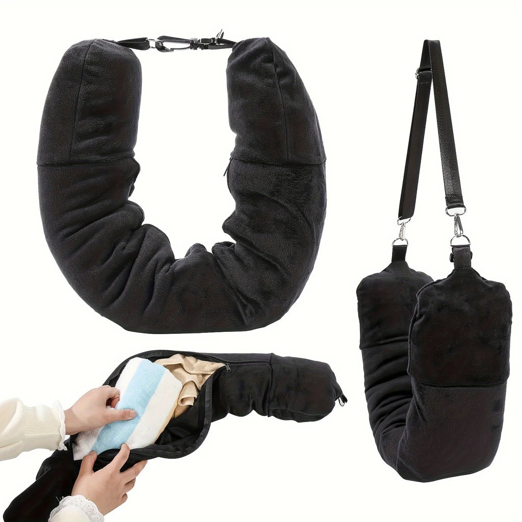 U-Shaped Travel Pillow That Can Be Filled with Clothes, Easy to Carry, Essential for Flights and Daily Use, Travel, Picnic, Zpaxo As shown