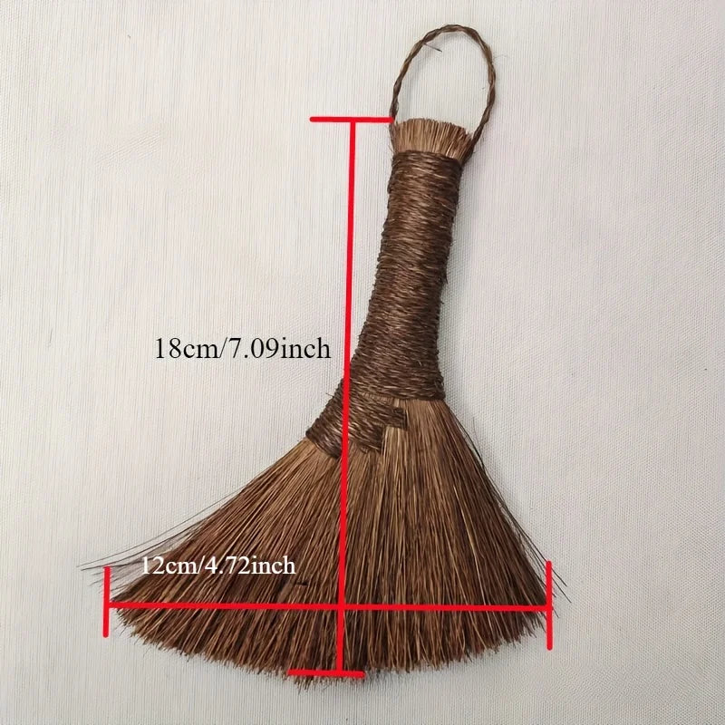 7" Artisan Palm Silk Broom – Handmade Natural Fiber Brush Natural Fiber Broom Zpaxo Dark Brown