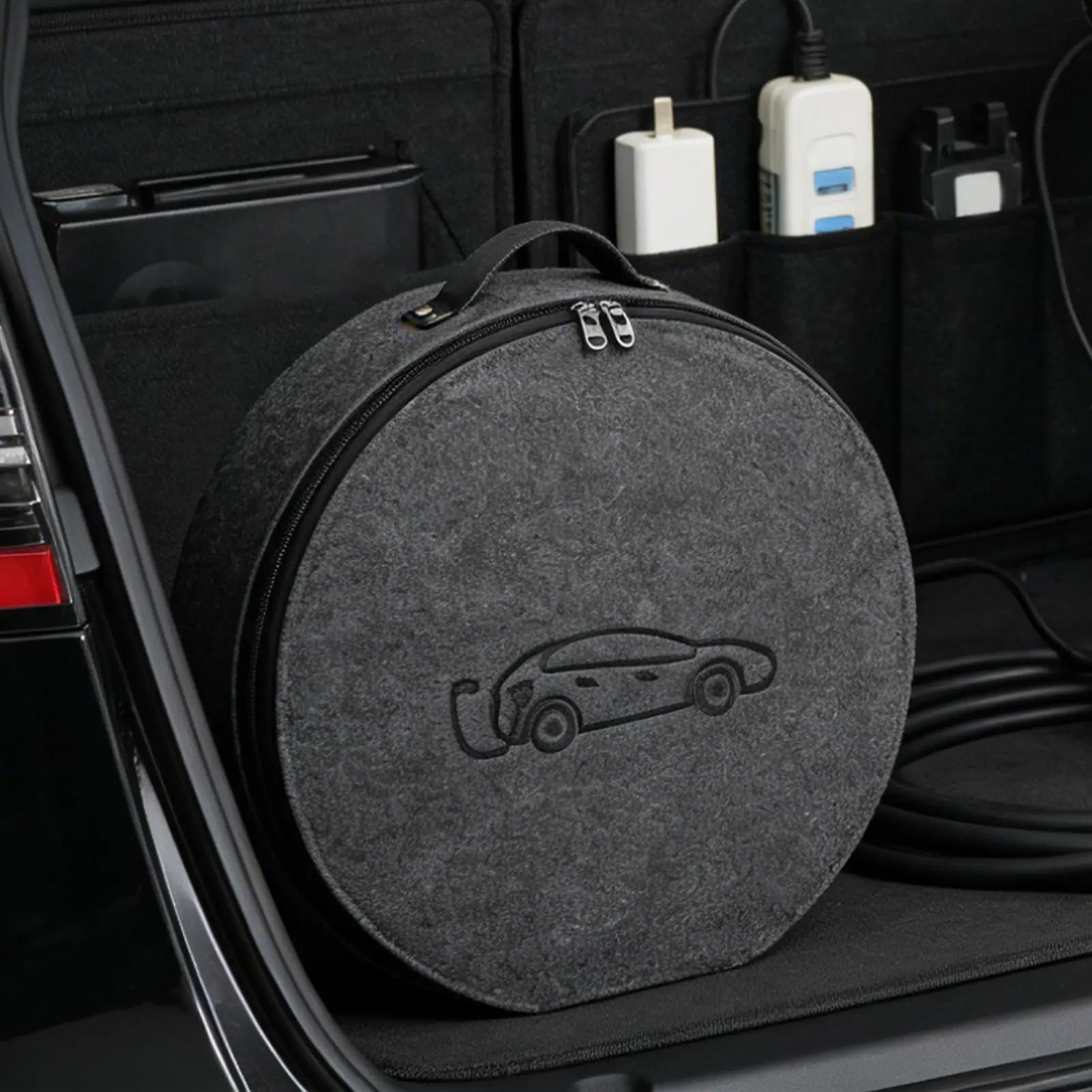 New Energy Vehicle Charging Gun Storage Bag Portable EV Charger Cable Bag Waterproof Auto EV Charging Jumper Storage Bag Zpaxo