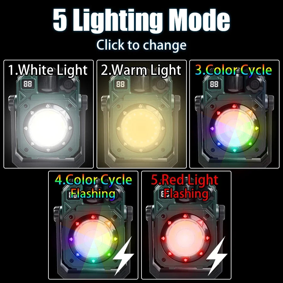 3600mAh Rechargeable COB Work Light – Magnetic Camping Torch Rechargeable Work Light Zpaxo