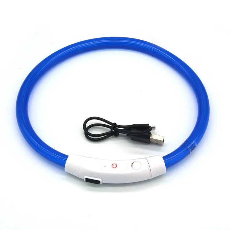 Pet Dog LED Light Collar Luminous Anti-lost USB Charging Necklace Zpaxo Blue XS（old）