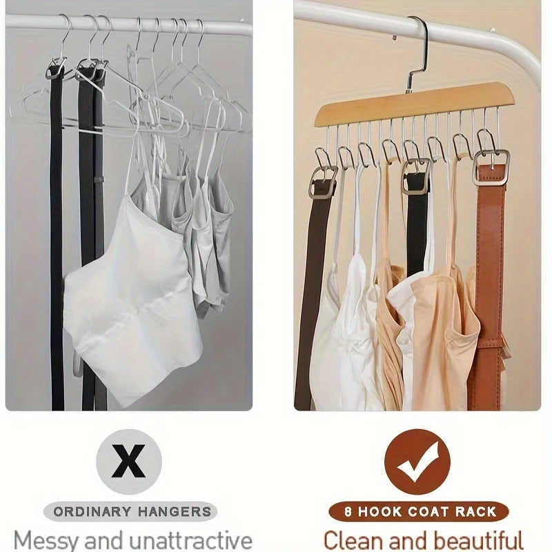 360° Rotating Foldable Wood Bra Hanger with 8 Hooks - Closet Organizer and Storage for 24 Bras Capacity - Space Saving Zpaxo