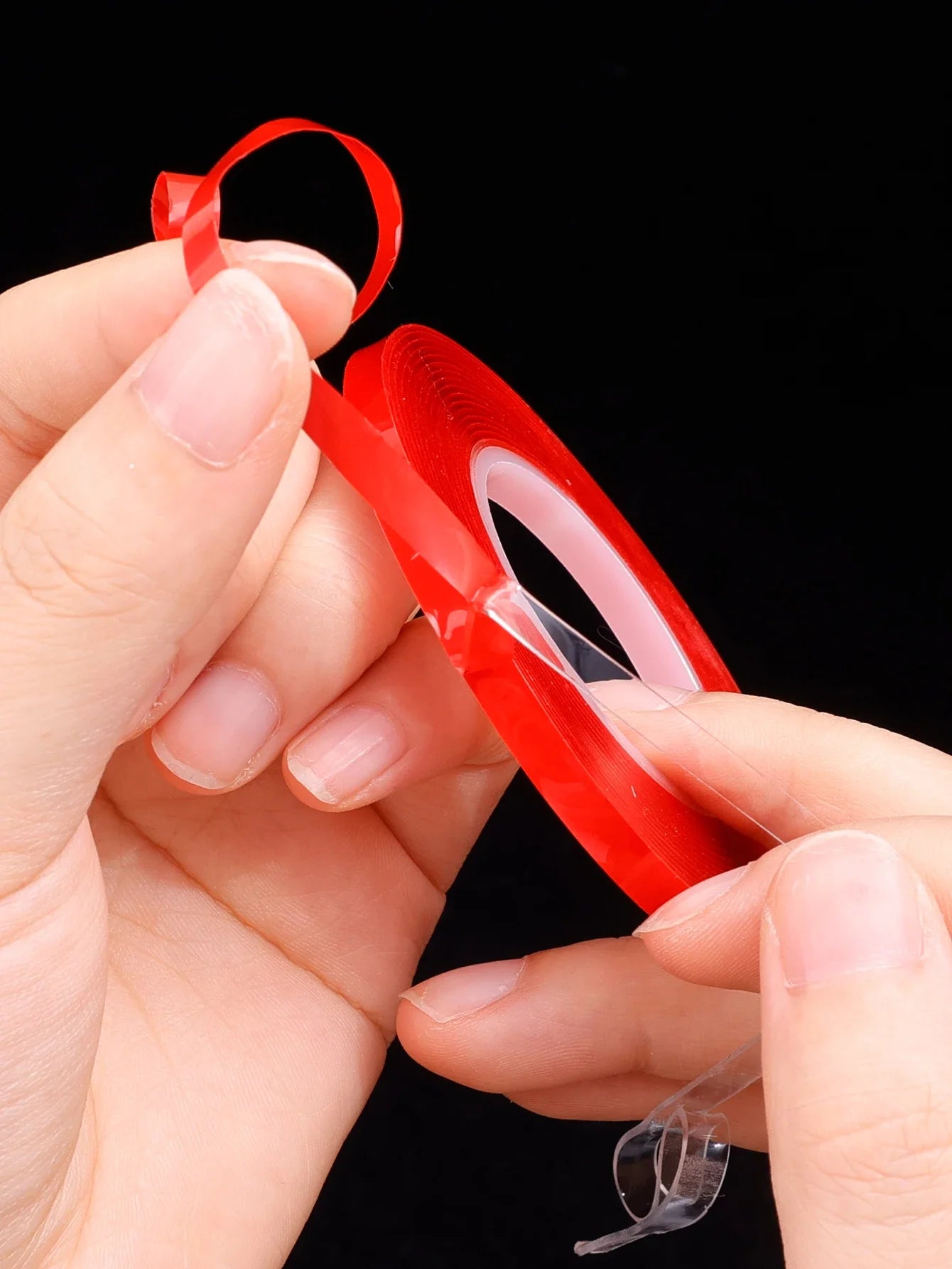 2pcs Transparent Red Film Double Sided Tape With HighTemperature Resistance No Marks Waterproof Adhesion Strong Adhes Zpaxo