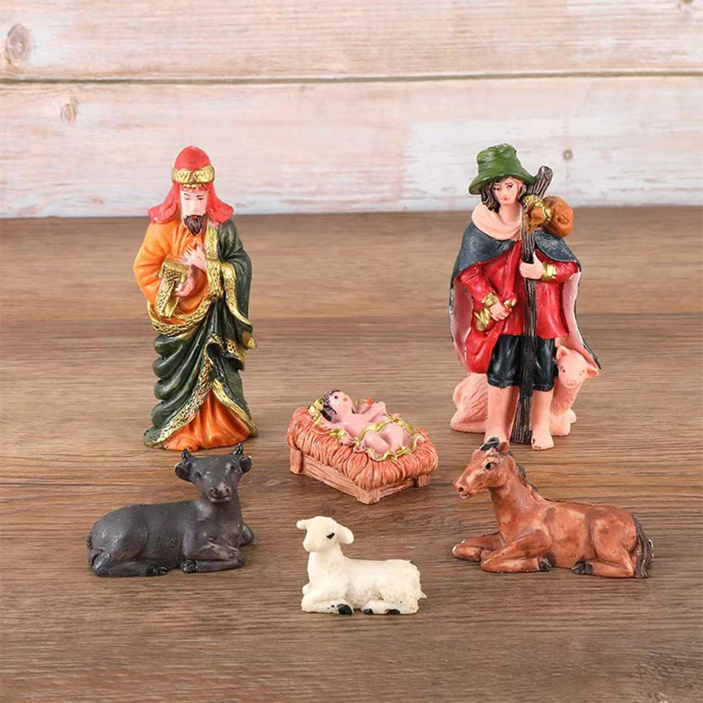 10Pcs Nativity Christ Figurines Set Christmas Nativity Scene Decoration Ornament Gifts Crafts Zpaxo