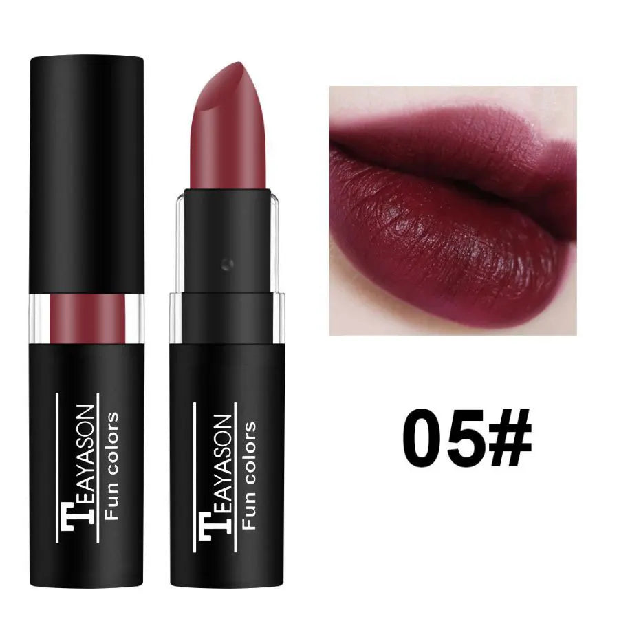 TEAYASON 12 Color Waterproof Lasting Sexy Red Lipstick Matte Lipstick Cosmetics Lip Gloss Waterproof Long-lasting Zpaxo 5 3.8G Sample Size