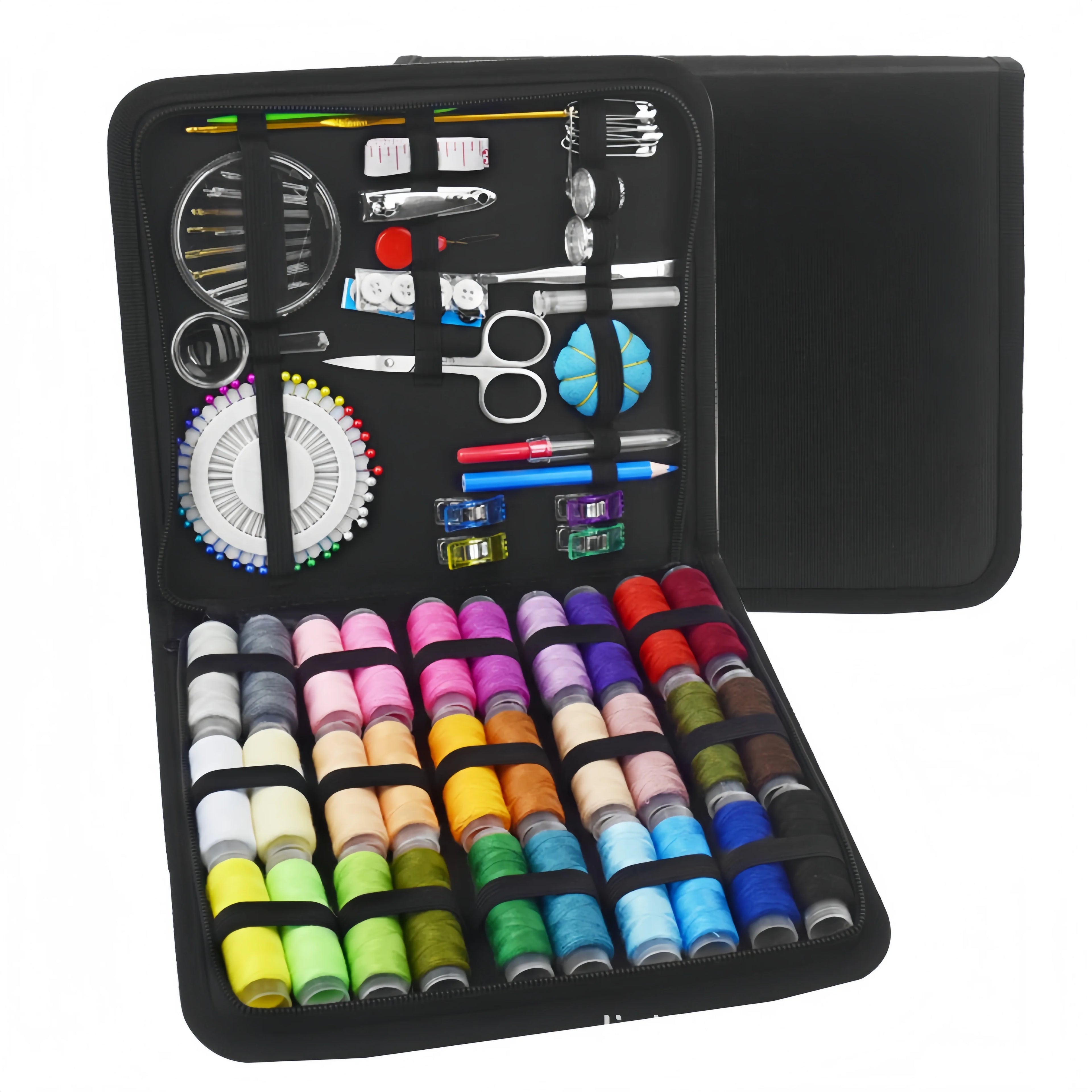 Sewing Kit Complete Set with Threads Needles Scissors Tape Measure Buttons and More for DIY Handcraft Projects Home and Travel Zpaxo