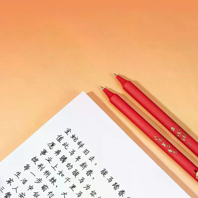 1/4Pcs Year Of The Horse Gel Pen Cute Cartoon Pony 0.5mm Black Ink Pens School Office Stationary Student Prizes New Year Gift Zpaxo