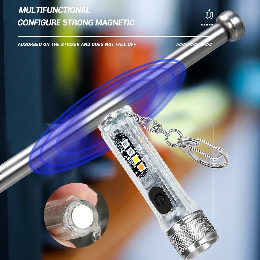 Mini Rechargeable LED Keychain Flashlight | Magnetic USB-C Torch