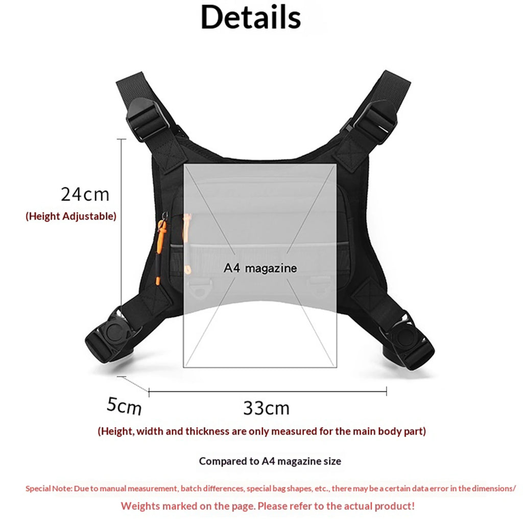 Sports Hiking Chest Bag Reflective Strips Water-resistant Waist Front