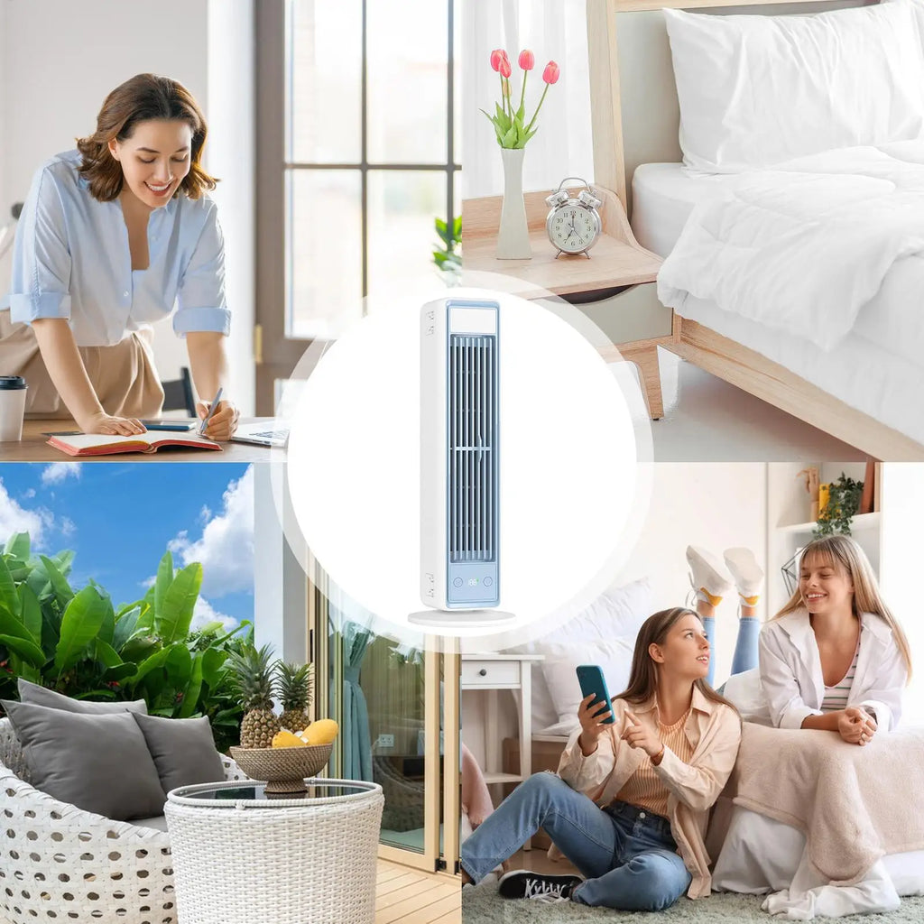 Portable Air Conditioner Fan 3600mAh Quiet Desktop Tower Wall