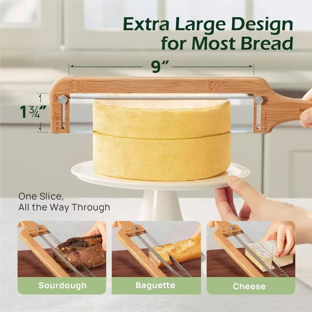 Bow Bread Cutter Manual Bread Slicer Wooden Bread Knife Adjustable/Non-adjustable Kitchen Portable Bread Cutting Slicer Tool Zpaxo WHITE 8.5 inch