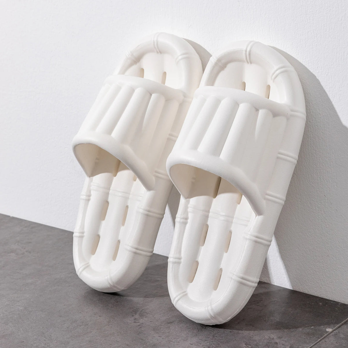Men's Non-slip Bathroom Slippers Quick Drying Water Draining Shower Zpaxo WHITE 40-41