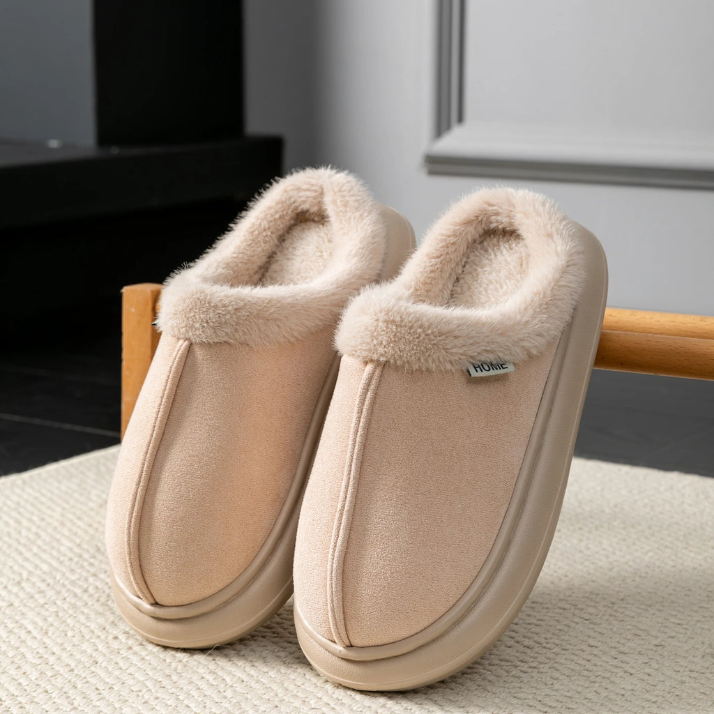 Men's Warm Non-slip Slippers Plush Fleece Lined Fuzzy House Shoes