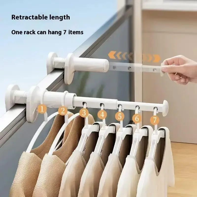 1Pc Portable Clothes Hanger Window Frame Hanging Drying Rack Indoor Window Drying Rack Home Hanging Rack For Clothes Zpaxo